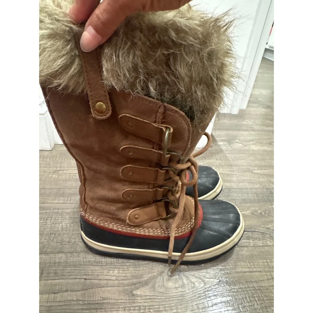 Sorel Joan of Arctic Brown Black Faux Fur Winter Snow Boots NL2429-261 Womens 8
